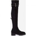 Yoel Over The Knee Long Boot In Black Faux Suede, Black