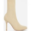 Zab Slouched Ankle Sock Boot In Nude Lycra, Nude