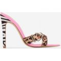Zane Animal Print Cross Over Mule In Pink Patent, Pink