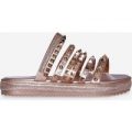 Zane Studded Detail Espadrille Slider In Rose Gold Faux Leather, Rose Gold